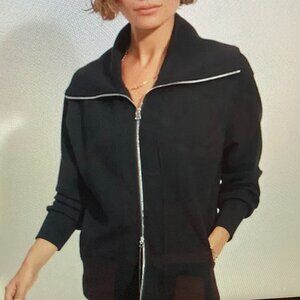 NWOT Varley Black Zip-Thru Sweat Shirt Jacket Women Size Large
